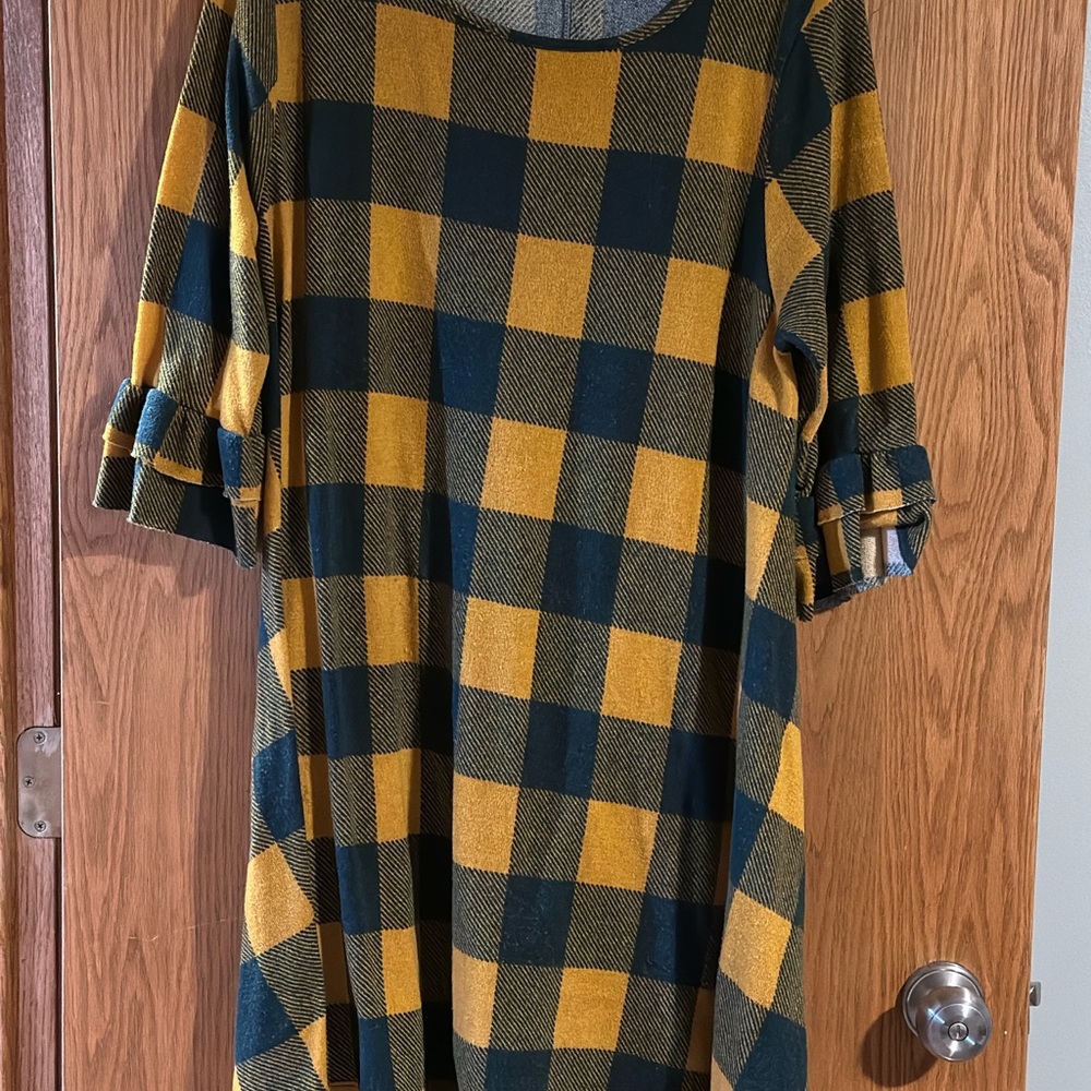 Plaid Yellow and Green Dress